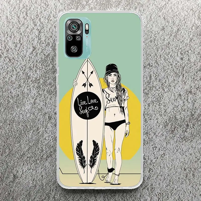 Surf Board Aesthetic Phone Case For Xiaomi Redmi Note 13 12S 12 10 10S 11 11S 11E Pro Plus 11T 9 9S 9T 8 8T 7 Soft Silicone Shel