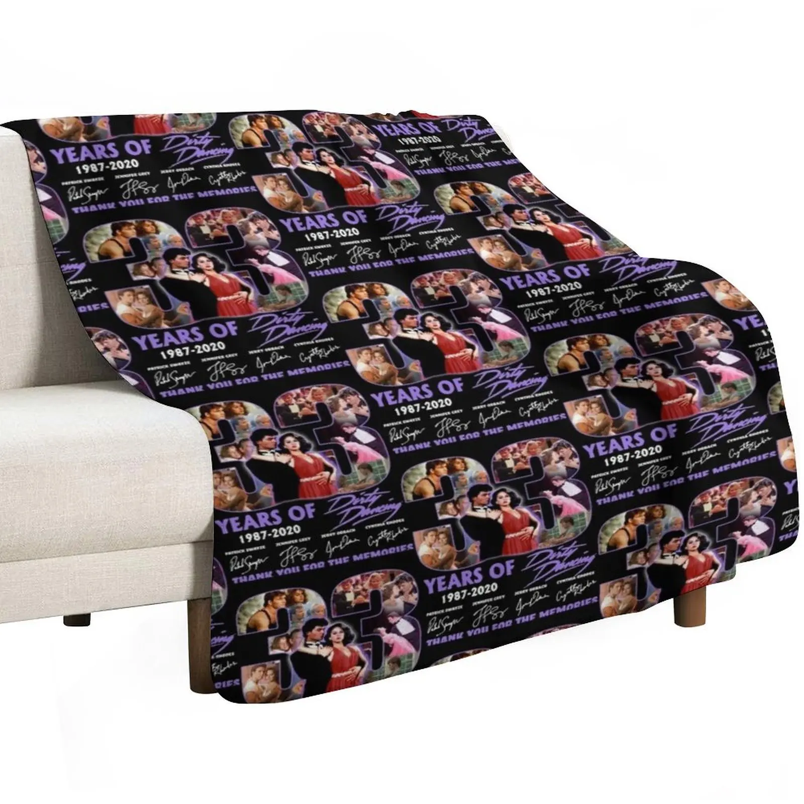 33 Years Of 1987 2020 Dirty Dancing Thank You For The Memories Signatures Throw Blanket Durable Warm Blanket for Daily Home Use