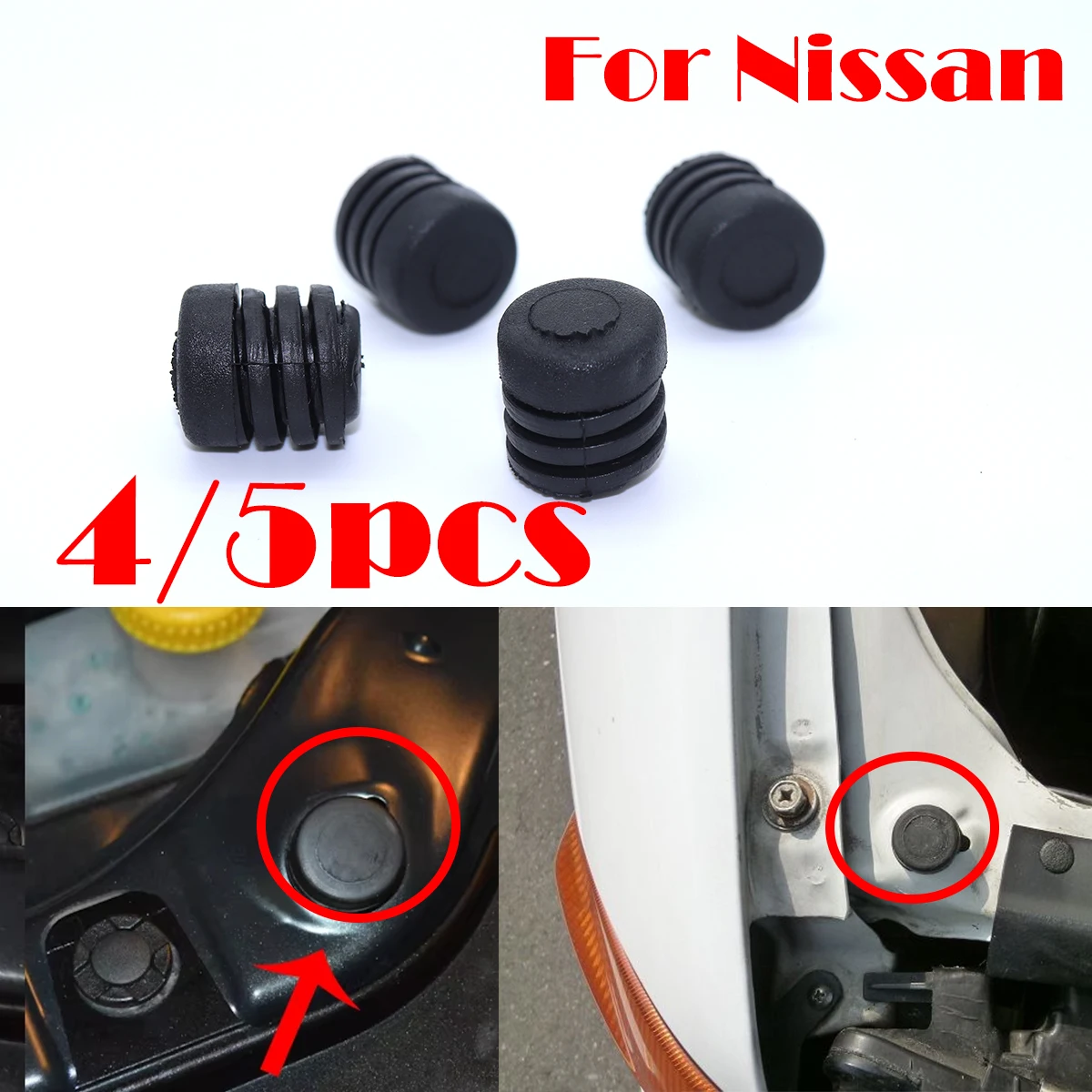 4pc For Nissaan 350z Qashqai Alti GU Patrol 1999 Patrol Car Bonnet Grommet Mount Sleeve Hood Cushion Insulator Rubber Buffer