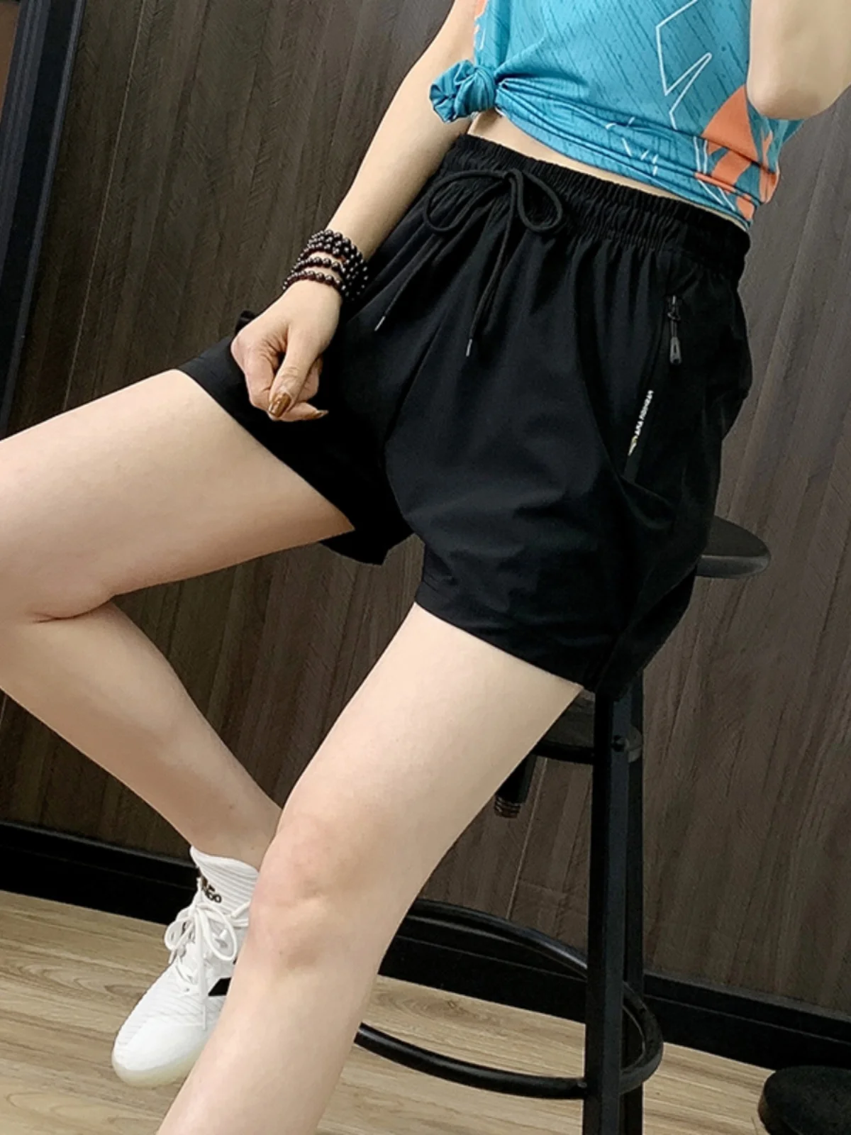 

Exercise orts Women Summer Loose Qui Dry Yoga Gym Ice Silk Morning Run Thin Breathable Large Size Fitn Nylon orts