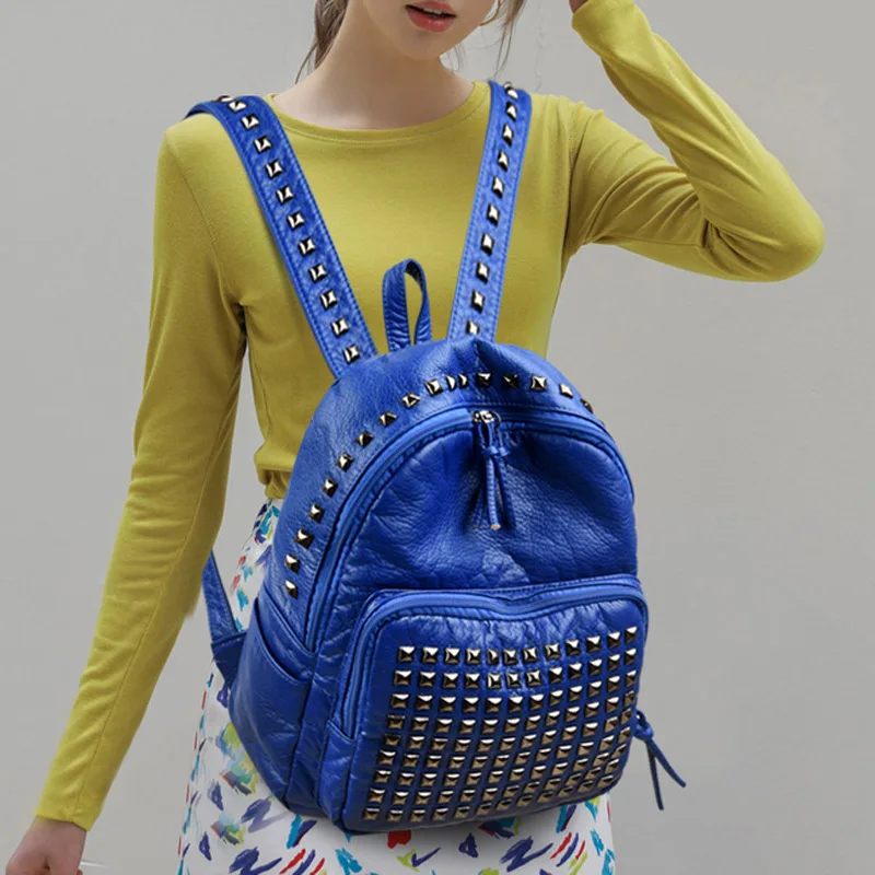 

Модные женские рюкзаки из мягкой кожи с заклепками, дизайнерские школьные сумки большой вместимости для девочек, роскошные женские рюкзаки, дорожные сумки Sac A Main