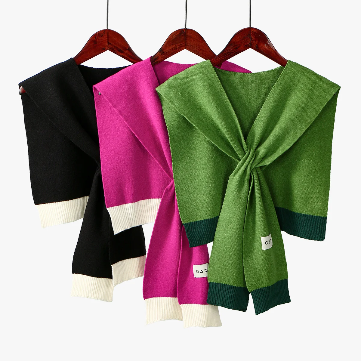 

Модная классическая клетчатая вязаная шаль с ремешком, декоративная осенне-зимняя корейская теплая однотонная шаль для защиты шеи, шарф 40*35 см