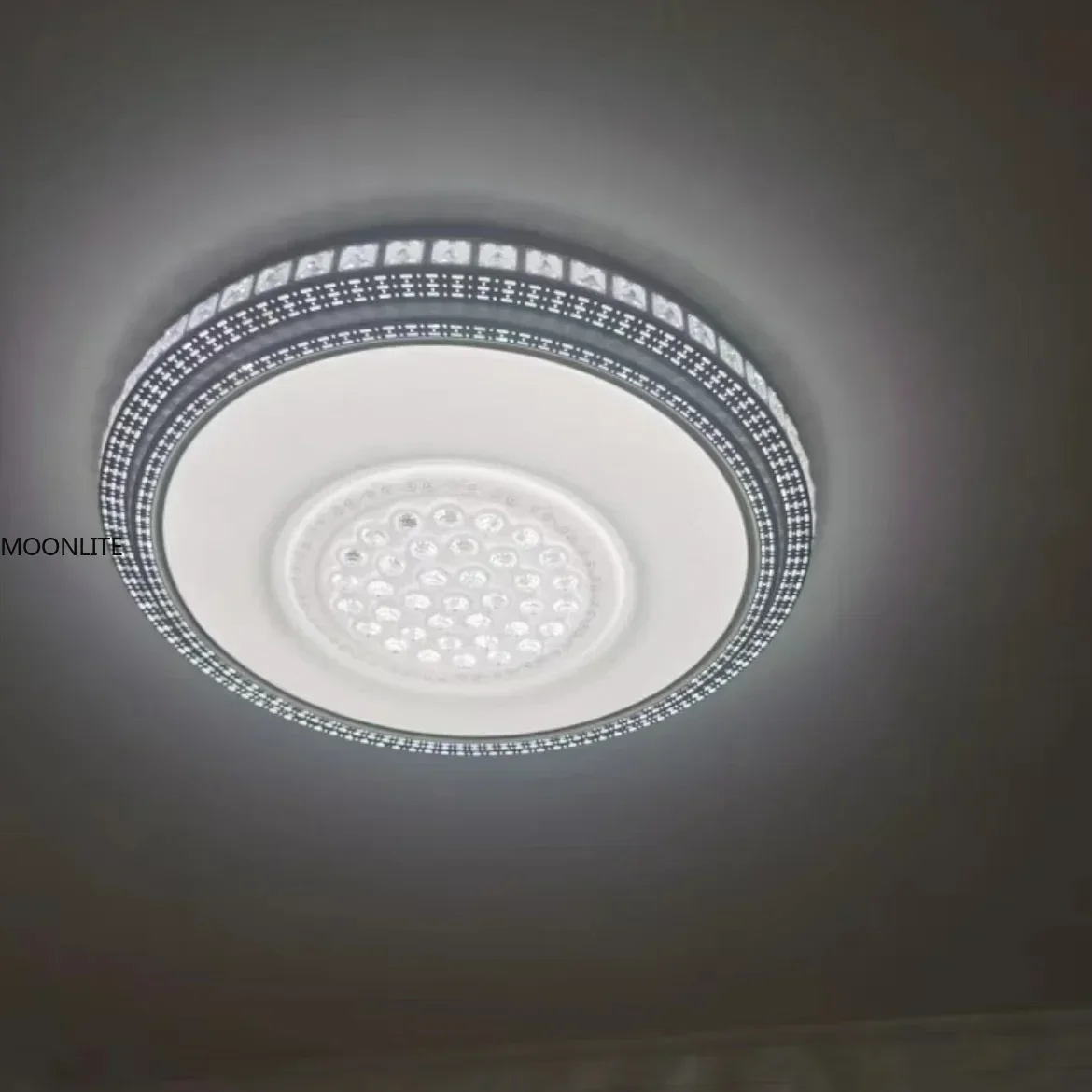 Living Room Rectangle Circle Lamp Crystal Light LED Ceiling Light with Ironware Frame for Bedroom Restaurant Balcony Changable