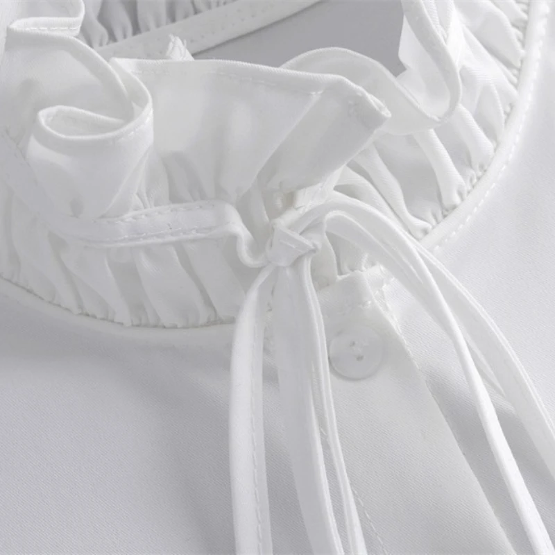 한국 스탠드 Bowknots 셔츠 가짜 칼라 프릴 에지 스트랩 하이 칼라 가을 스웨터 블라우스 탑 Derachable Tie Collars