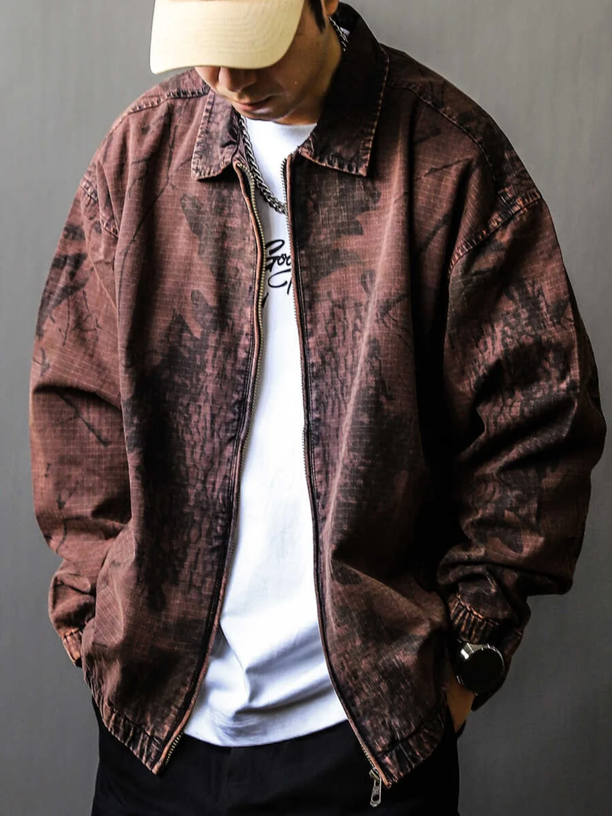 

Retro Waed Cotton Flannel Jaet Men's Loose Fit Spring Autumn Trendy Brand Pure Cotton Detroit Workwear Outerwear