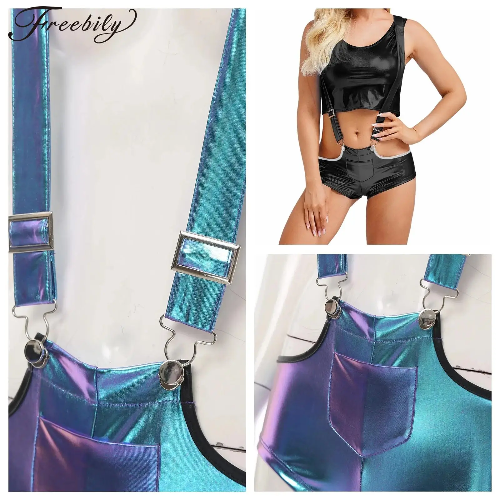 المجسم النساء الحمالات المعدنية السراويل السراويل الساخنة لامعة البسيطة السراويل موضة ملهى ليلي وتتسابق الهذيان زي حفلة بحر