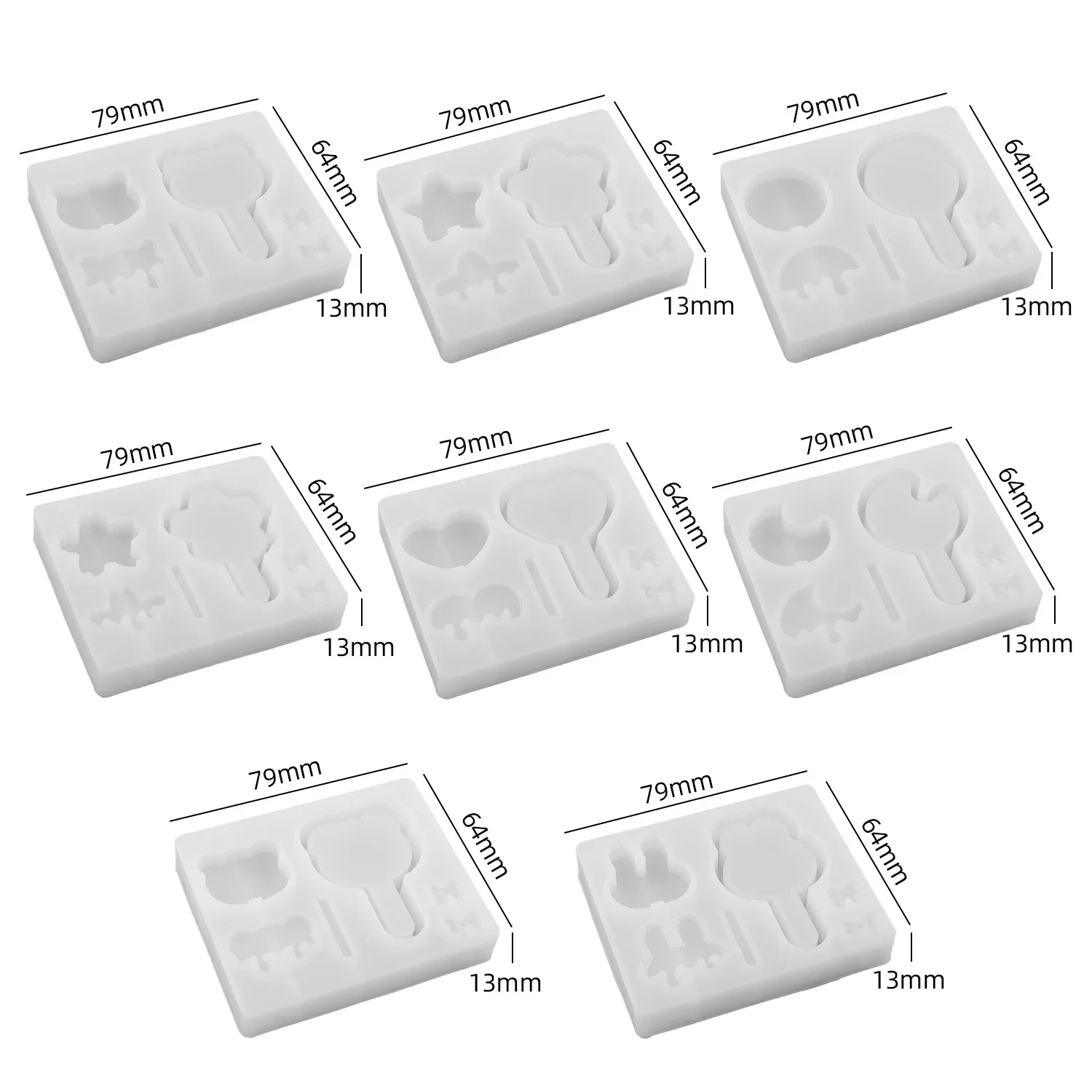 Quicksand Lollipop Silicone Mold DIY Crystal Heart Rabbit Star Shaped Epoxy Resin Mold Hair Jewelry Patch Accessories Handmade