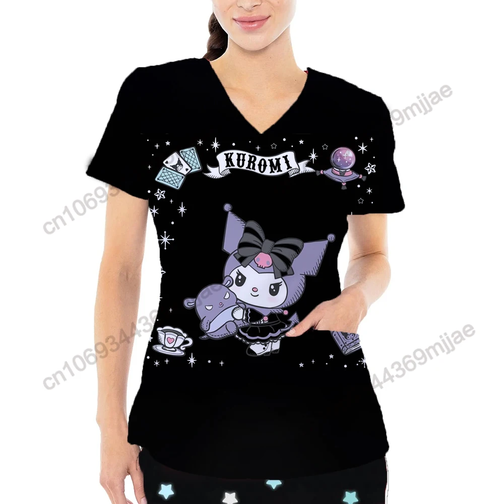 

Nurse Uniform Top Women T Shirt Y2k V-neck Disney Traf 2023 Woman Pocket 2000s Tops T-shirts for Women Kpop One Pieces Y2k Top