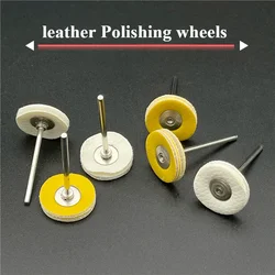 5 Pcs T-Shape 2.35mm Shank Jewelry Polish Leather Wheel Fine Polish Leather Wheel for Accessory Rotary Tool 