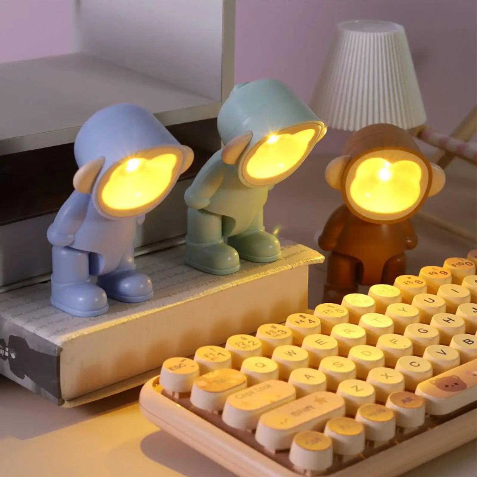 

Kids Night Light Battery Operated LED Adjustable Pose Mini Bedside Lamp for Nursery Bedroom Desk Nightstand Sleep Safety Light