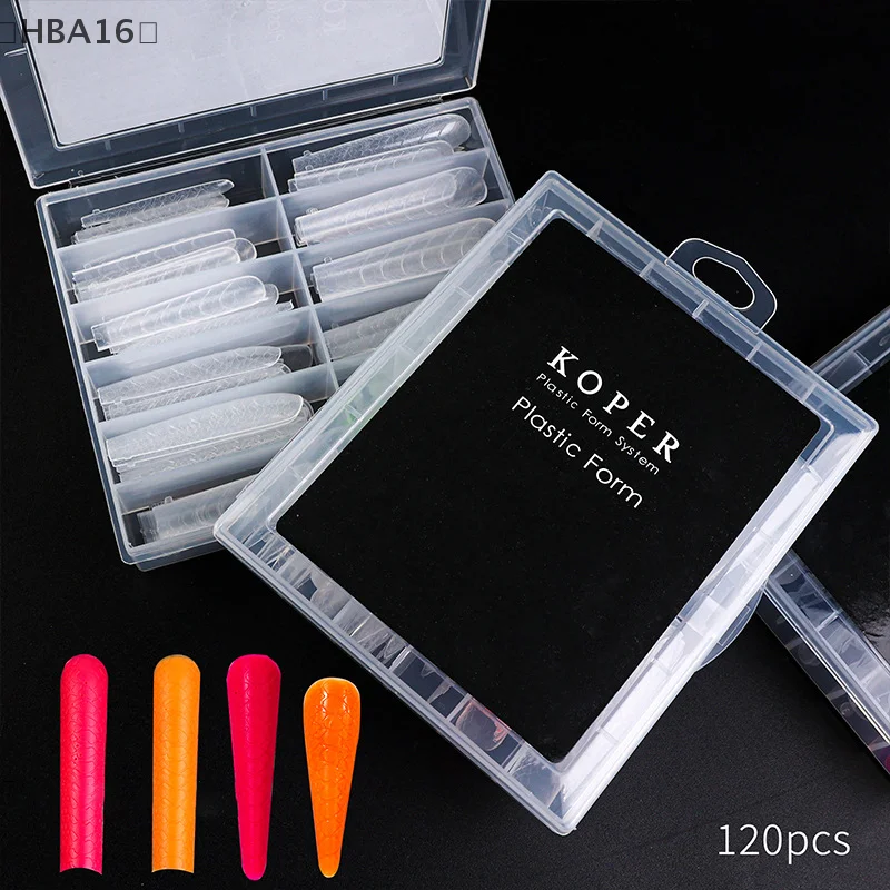 120Pcs Plastic Form System Quick Building Nail Molds French Full Cover Nail Extension False Tips With Scale Manicure Salon Tools