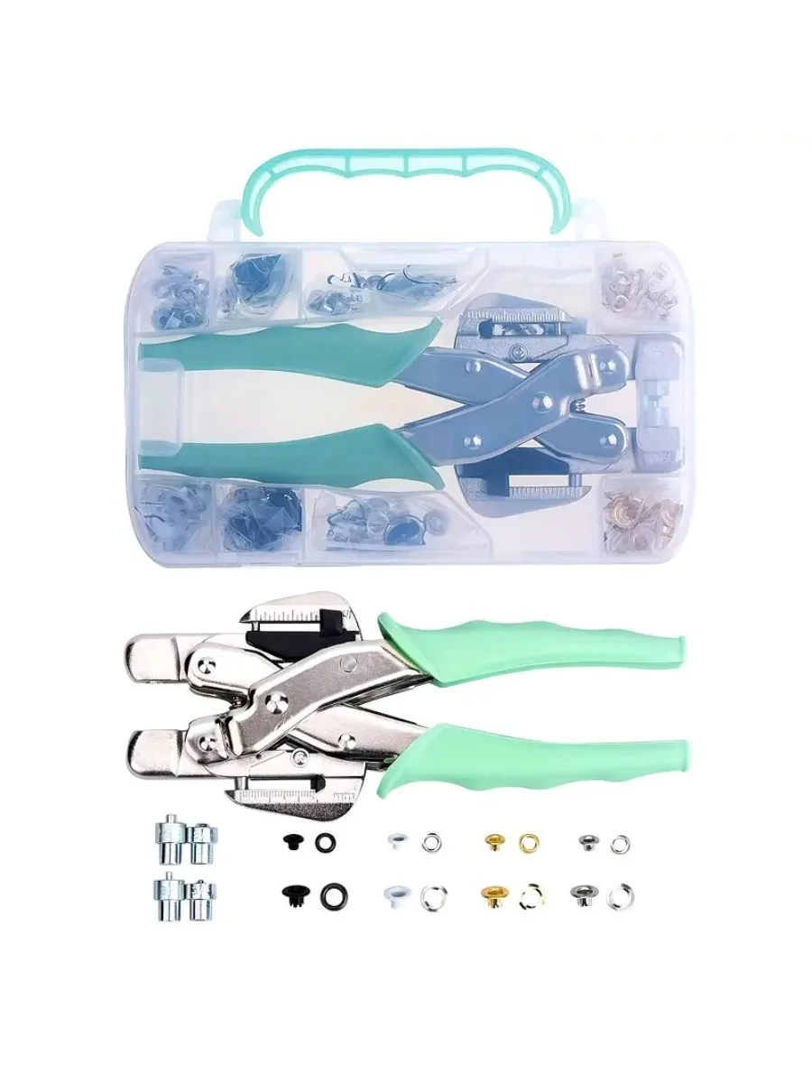 

Professional 3mm & 5mm Eyelet Punch Pliers Kit with 160pcs Grommets with Silicone Grip for Leather, Fabric, Tarpaulin, Signs