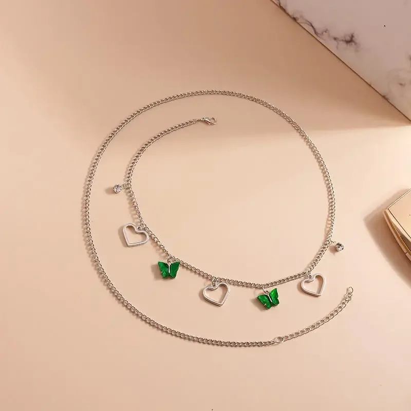 سلسلة خصر على شكل فراشة مجوفة على شكل قلب للنساء مجوهرات وإكسسوارات الحفلات هدايا