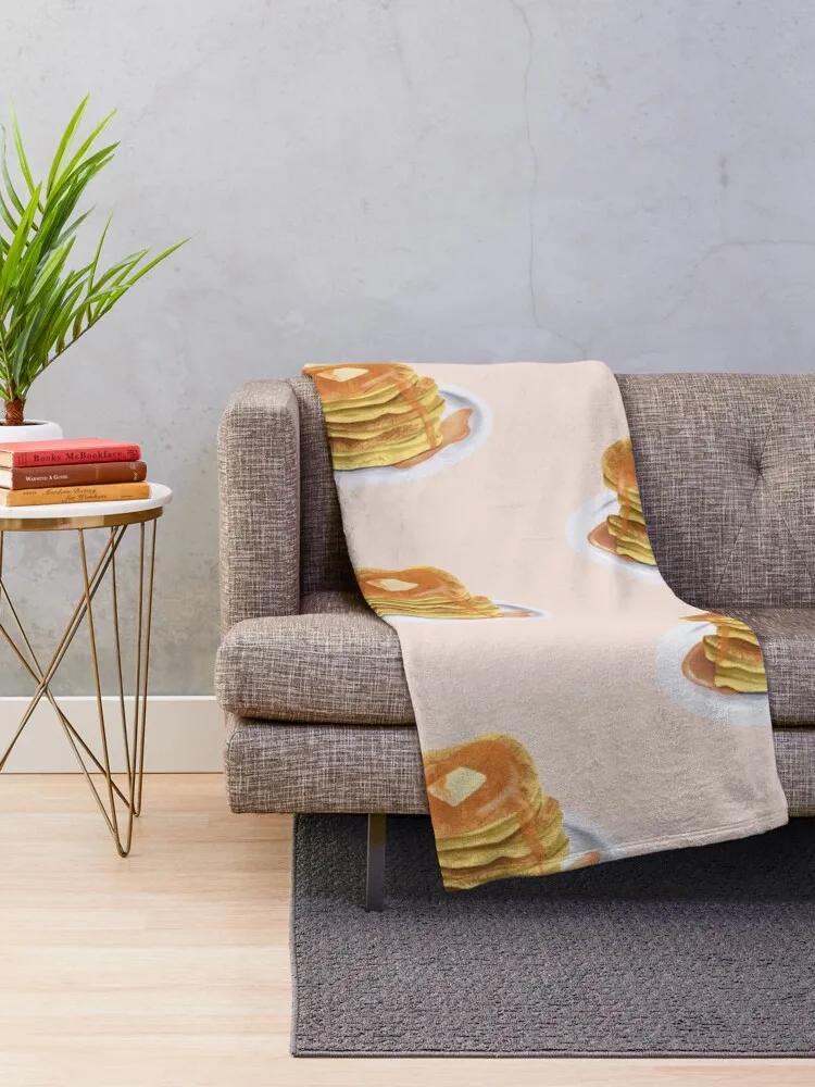 Pancakes Breakfast Illustration Throw Blanket Vintage Quilt Soft Beds Stuffeds Blankets