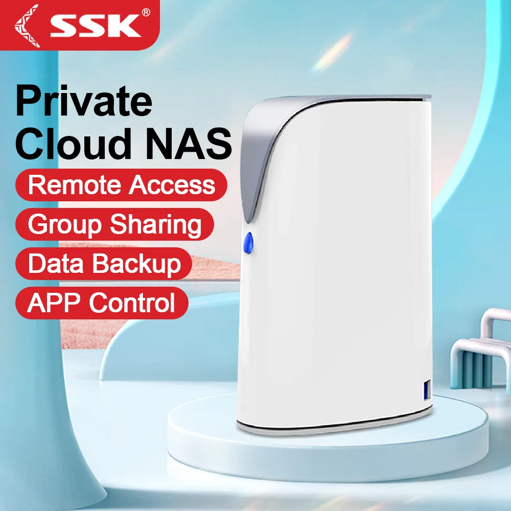 SSK 4TB NAS Personal Cloud Network Storage Ethernet Remote Access Smart Storage Home Office NAS Storage for Phone Laptop PC Case