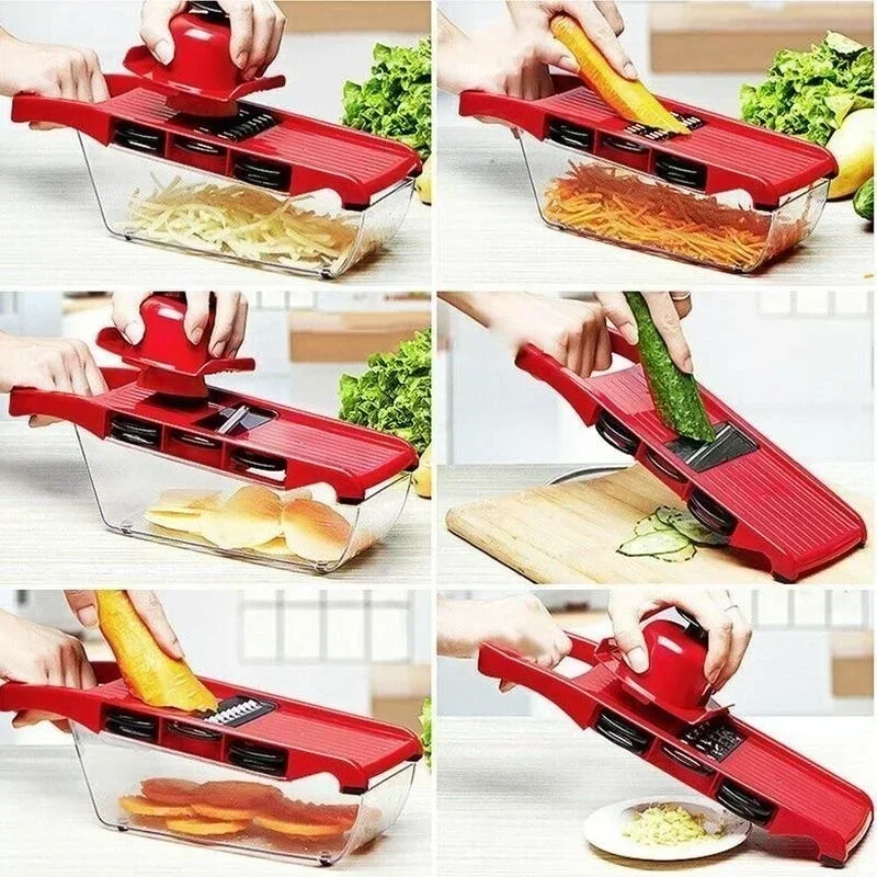 Cortador de Verduras Acero Rebanador, Pelador y Rallador Portátil - imagen 4