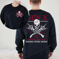 Funny Gen X Est 1965-1980 Sweatshirts For Men Women The Badass Generation Raised By Skulls Sweatshirt Long Sleeve Crewneck Tops