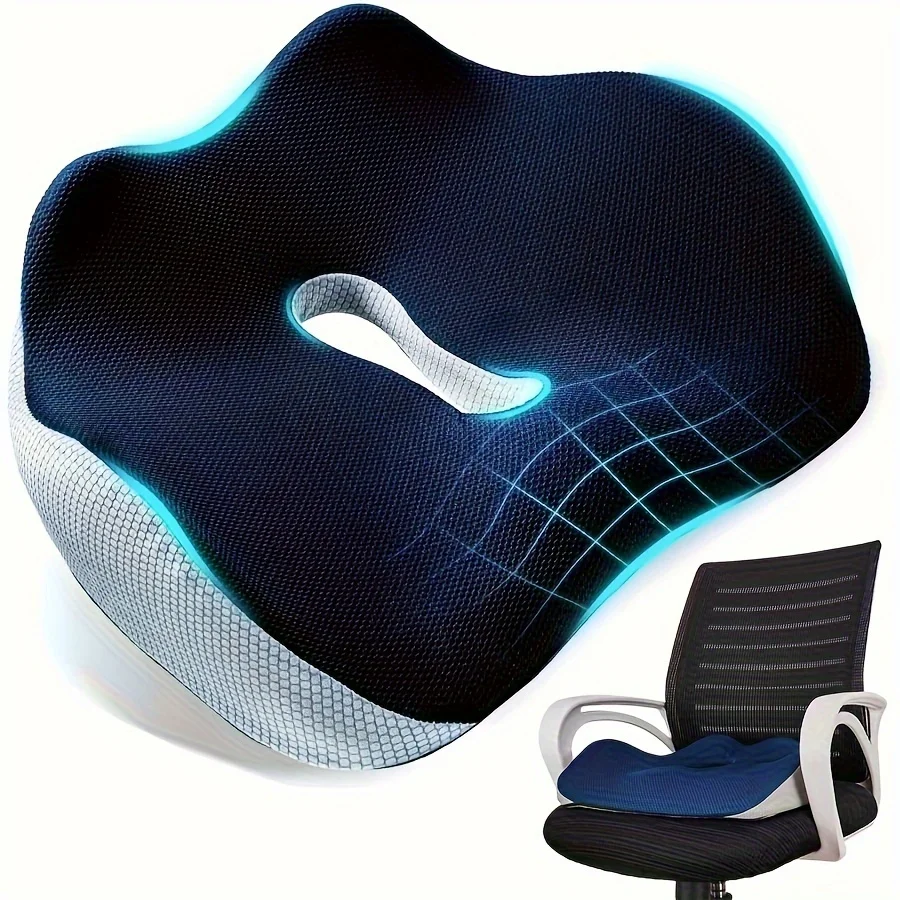 Seat Cushion - Memory Foam Cushion for Office Chair, Car Seat, Airplane, Bleacher - Desk Chair Cushion for Long Sitting Office W