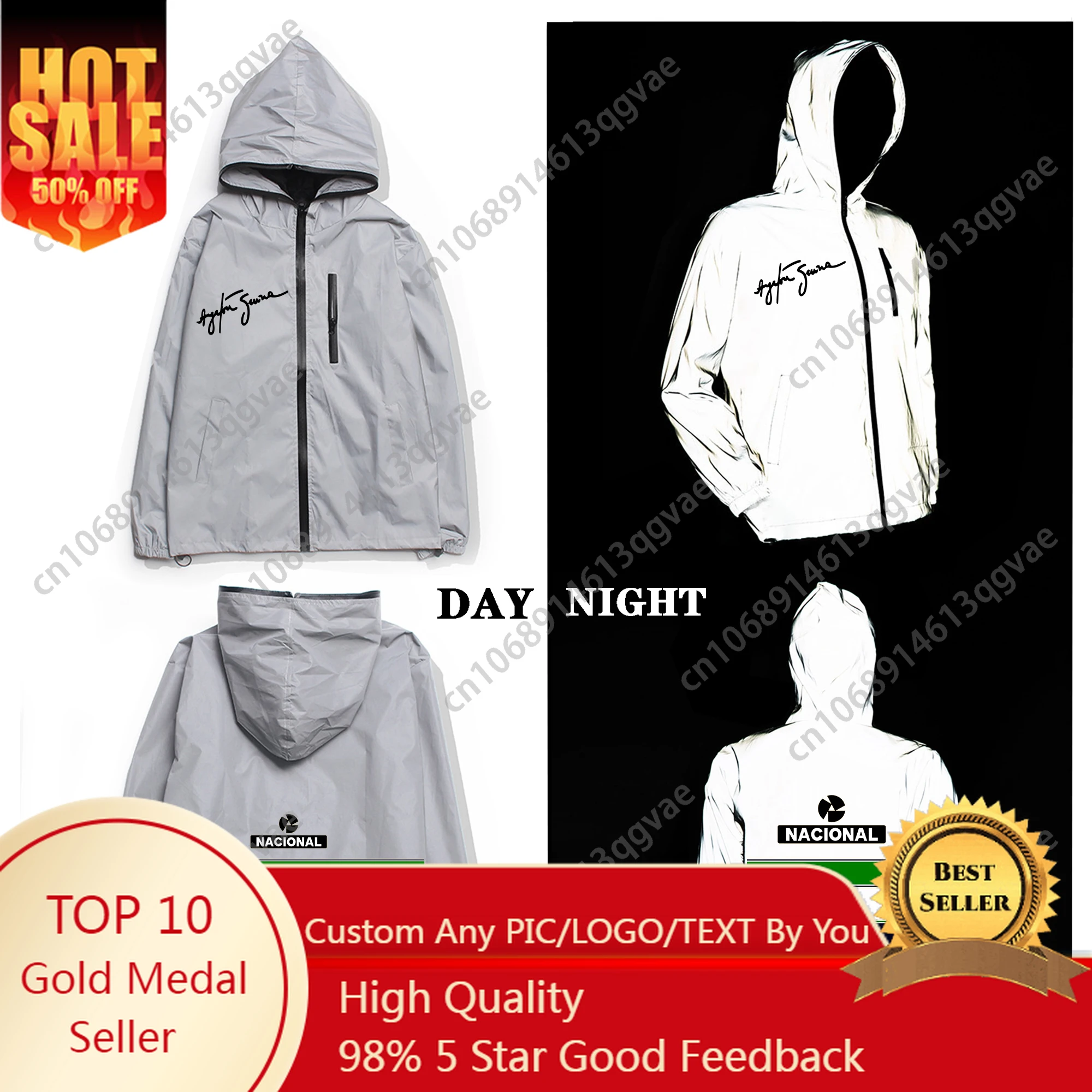 

Ayrton Senna Reflective Hooded Jacket Windbreaker Coat with Pockets for Men And Women Cycling Custom Hood Jacket