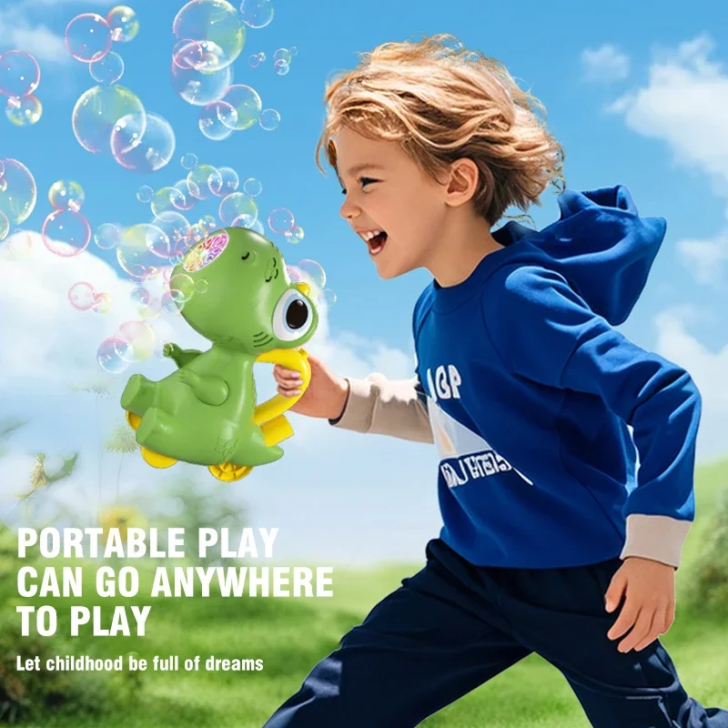 طفل الكرتون ديناصور اليد دفع آلة فقاعة 2 في 1 الكهربائية فقاعة الصابون تهب حفلة الأطفال في الهواء الطلق لعب للطفل هدية #4