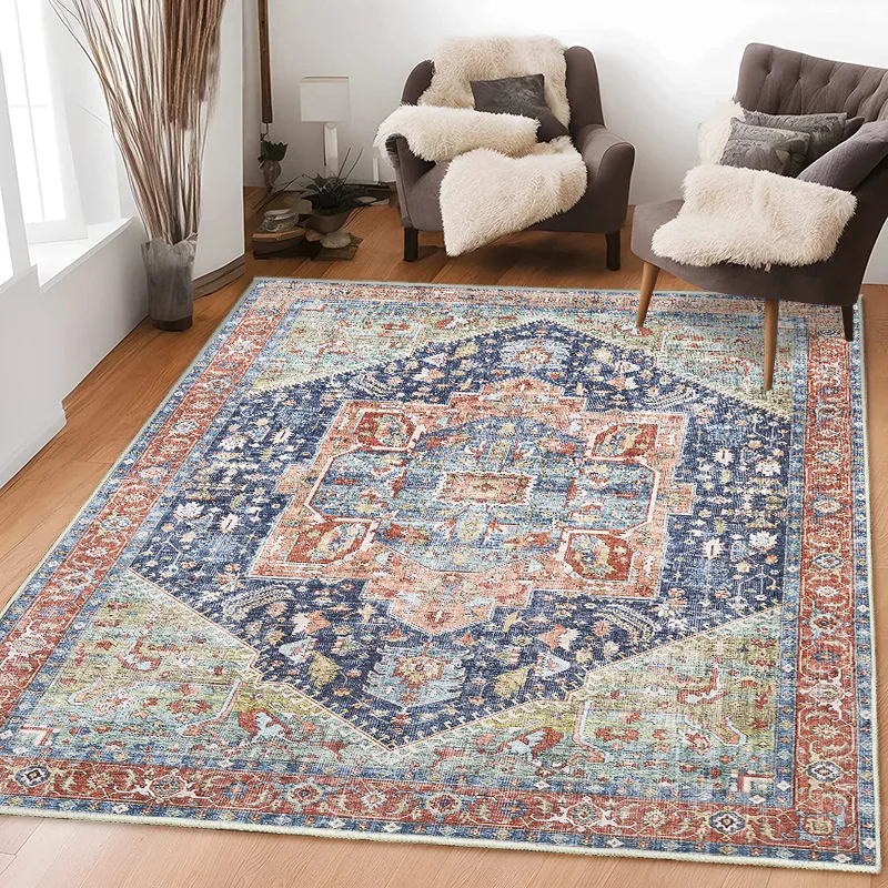 

Ethnic Style Persian Carpets Non-Slip For Living Room Bedroom Rug Home Luxury Decoration Washable Floor Carpet TPR Bottom Mat