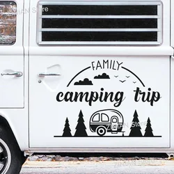 Family Camping Trip RV Decor Vinyl Wall Decal Camp Adventure Awaits Stickers Mural Home Decoration for Camper Van SUV A702