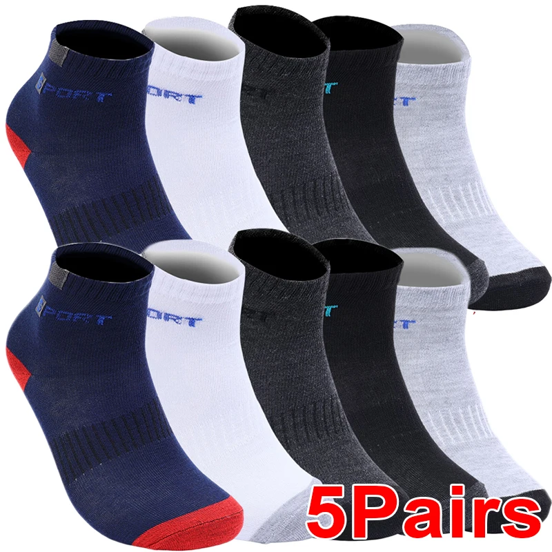 

5Pairs Men Cotton Socks Summer Winter Sports Casual Soft Sock Breathable Deodorant Business Black White Male Socks Ankle Sock