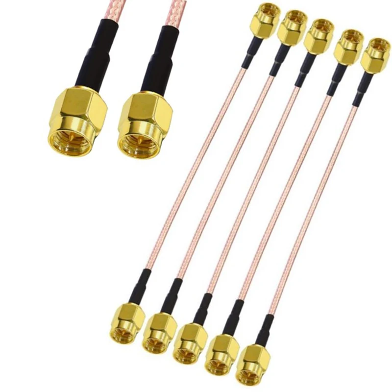 Câble d'extension en queue de overRG316, connecteur SMA mâle à SMA mâle, prise Jack RF, câble de raccordement coaxial, 10cm, 15cm, 20cm, 30cm, 50cm, 1FT, 5 pièces