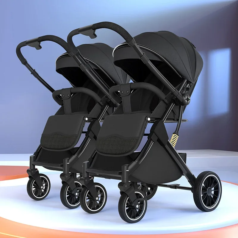 

Twin Baby Strollers Can Be Seated Reclined Lightweight Foldable High Landscape Shock-absorbing Two-way Newborn Baby Strollers