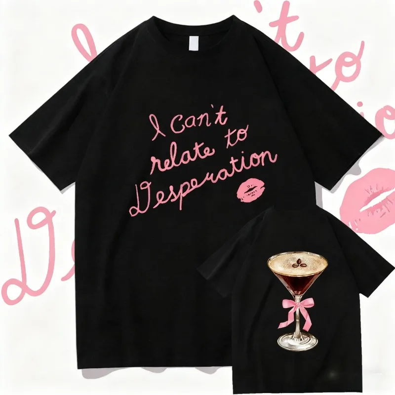 

2025 Summer Sabrina Carpenter Can't Relate Espresso Album Men 100% Pure Cotton Printed T-shirt Aesthetic Unisex Streetwear