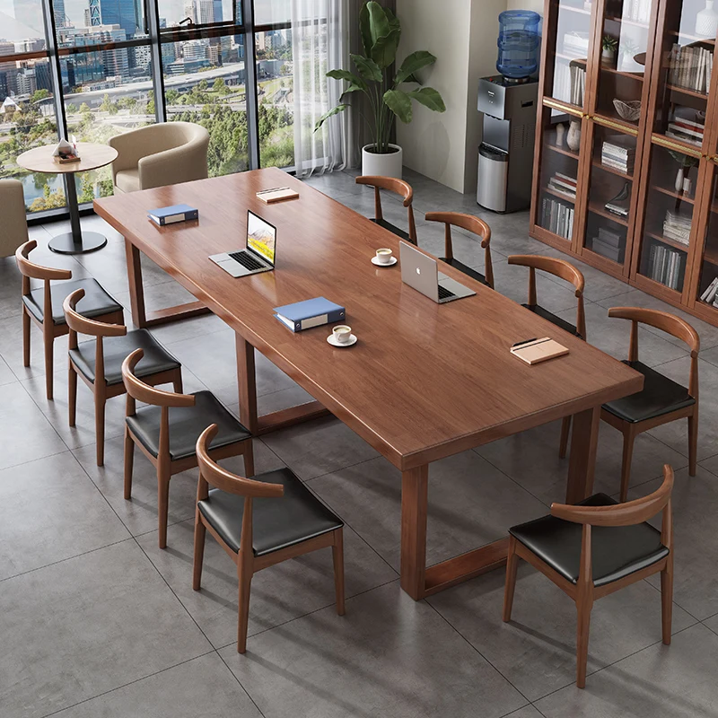Large Solid Wood Modern Office Conference Table Commercial Desk Strong Wear-Resistant Negotiation Desk And Chair