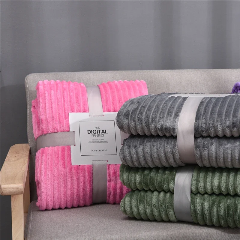 

Cozy Winter Coral Flannel Fleece Blanket - Plaid Faux Fur Bedspread, Soft Fluffy Throw for Sofa/Bed Cover, Warm Luxury Bedding