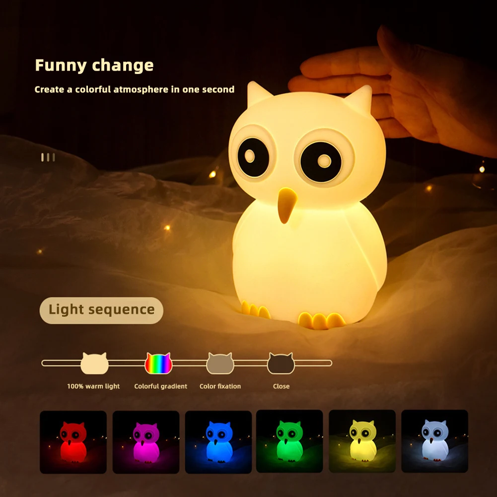 Silicone Desk Light Cute Room Decor Bedside Lamp USB Recharge Night Light Animals Dog Rabbit Panda Gift for Kids Home Decoration