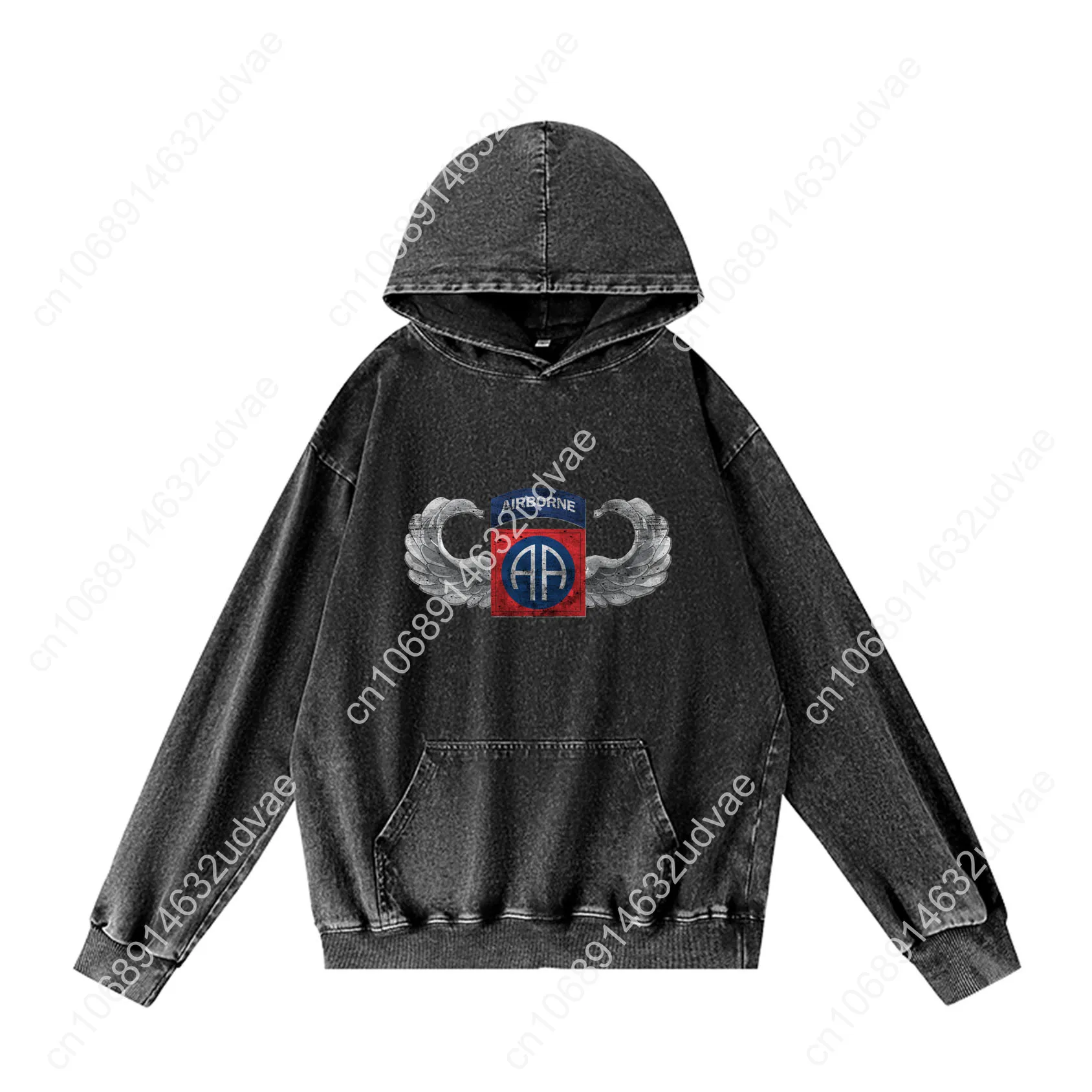 82nd Airborne Division Parachutist Wings Patch Hoodies Retro Hooded Sweatshirt Man Woman Teenager Pullover Customized Tops