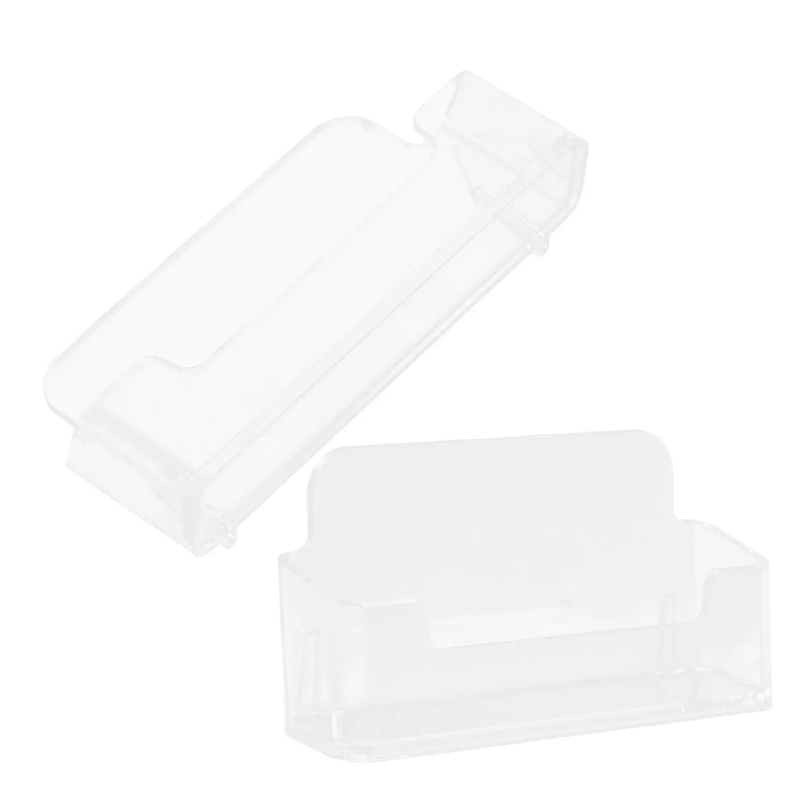 2Pcs Card Holder Acrylic Desk Organizer Single Compartment Office Desktop Display Stand Name Card Case