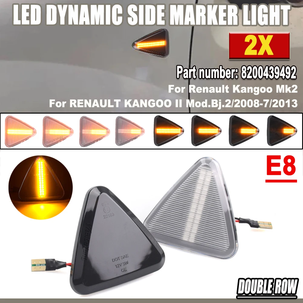 

Sequential Flashing LED Turn Signal Side Marker Light Sequential Blinker Lamp For RENAULT KANGOO II Mod.Bj.2/2008-7/2013