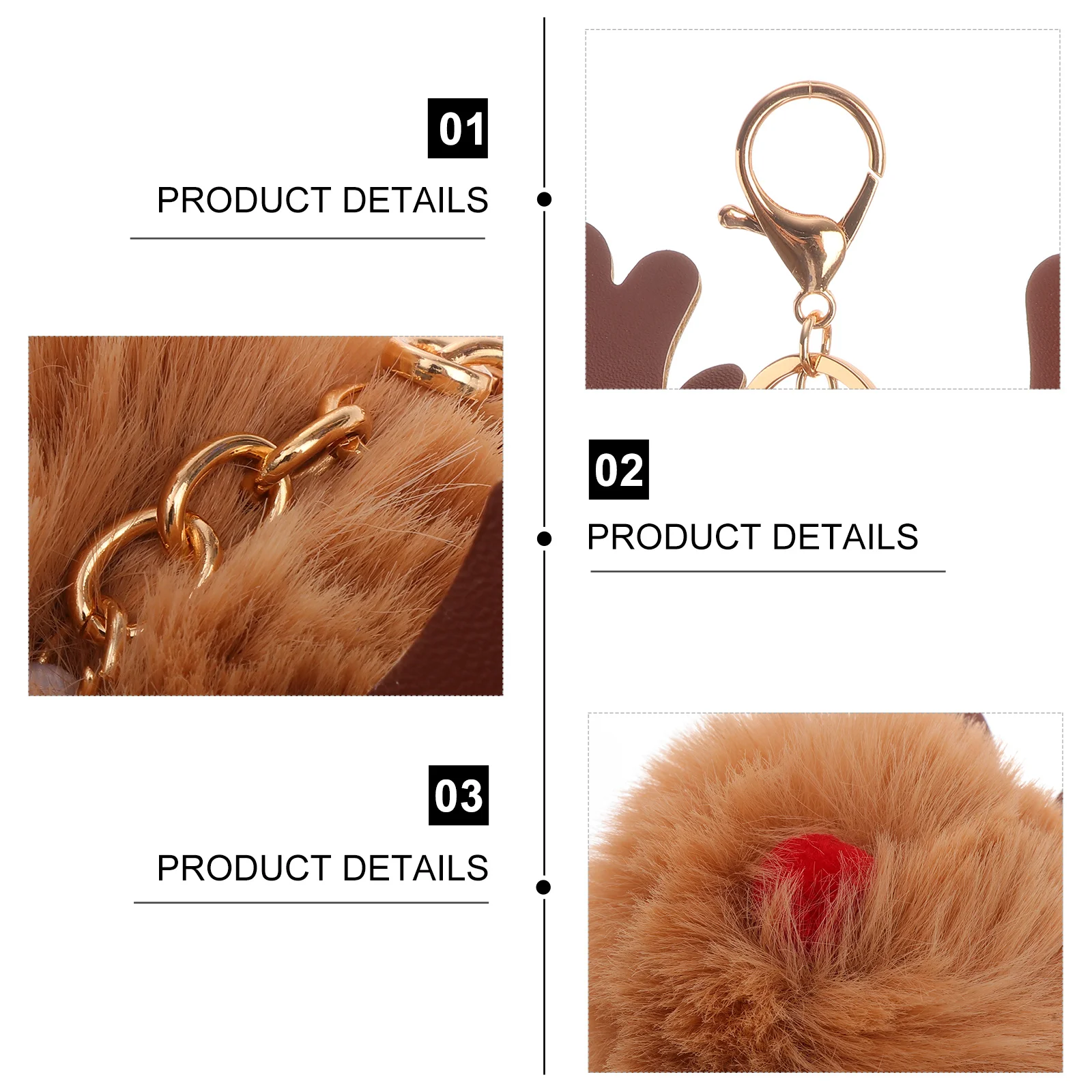 2pcs Christmas Christmas Keychain Keychain Imitation Rabbit Pom Pom Key Ring For Bag Car Decor Holiday Gift Pendant Khaki