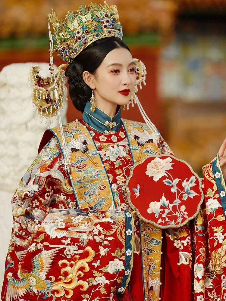 Hanfu ชุดแต่งงานแบบใหม่2024สำหรับผู้ชายและผู้หญิงชุดแต่งงานแบบจีนอุตสาหกรรมหนัก