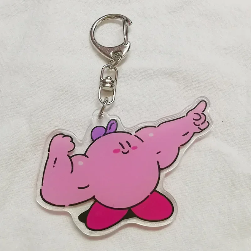 Kirby porte-clés drôle Muscle Man Anime musculation porte-clés sac décoration créative petites breloques dessin animé pendentif bibelot cadeaux