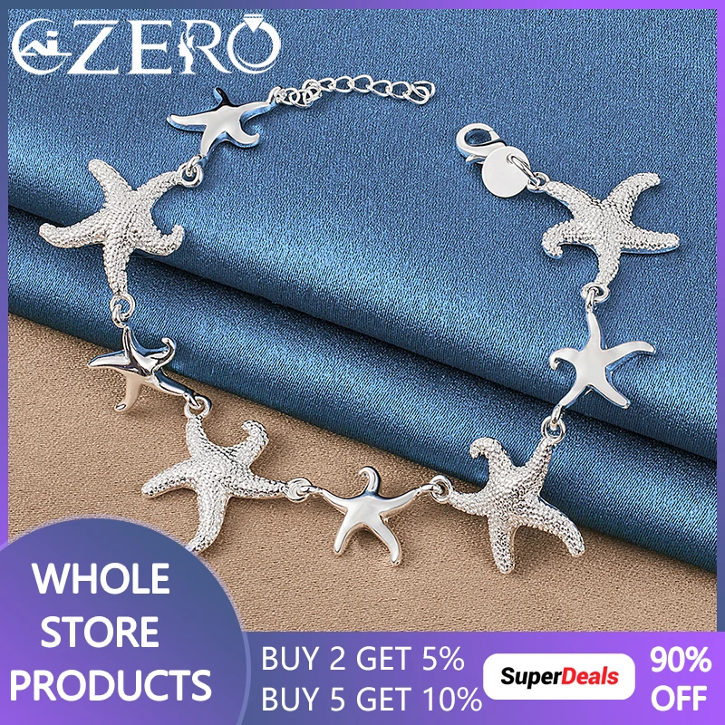 ALIZERO 925 Sterling Silver All Starfish Bracelet Chain For Women Fashion Wedding Party Charm Jewelry Christmas Gifts