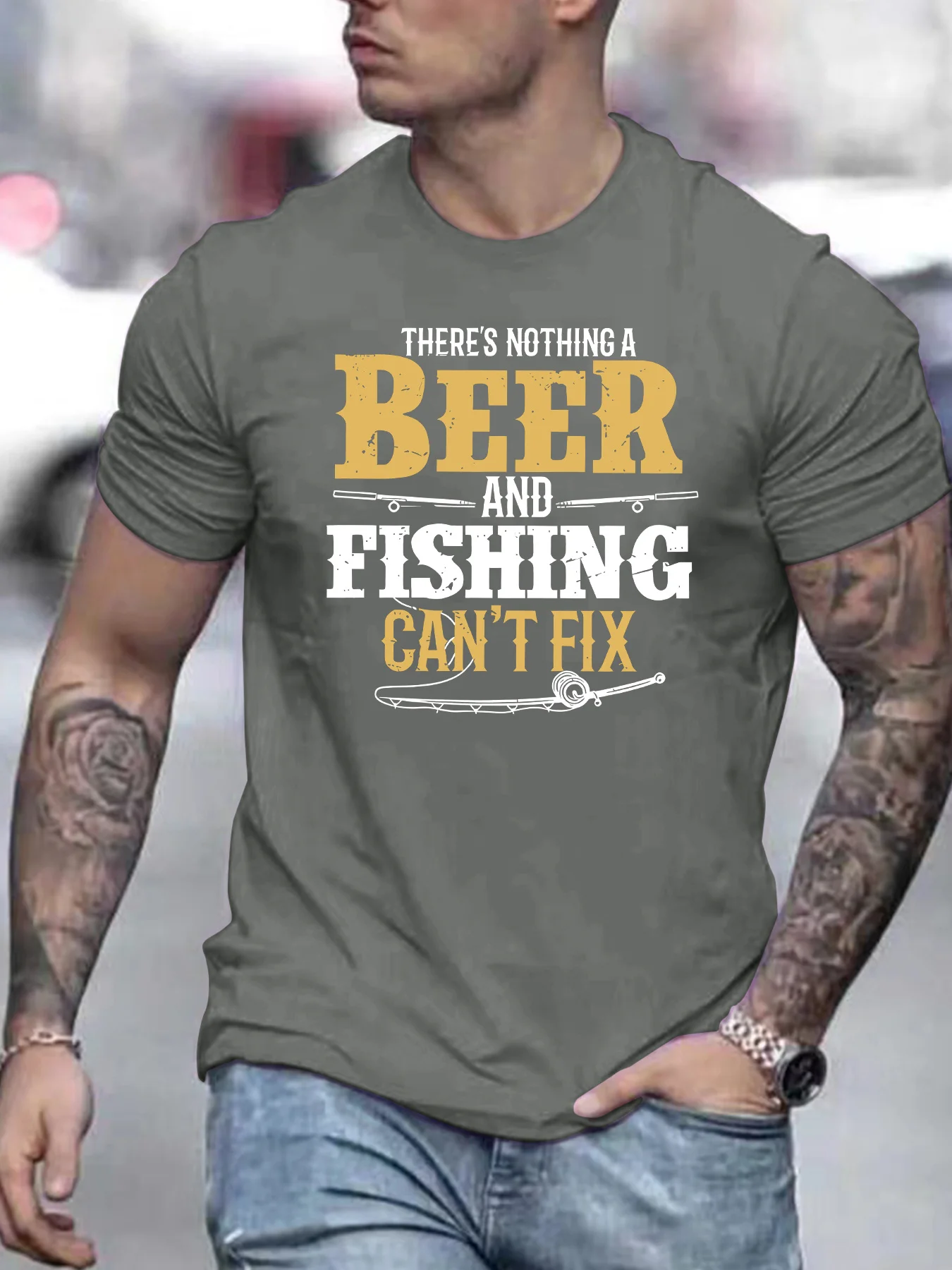 Men's T-Shirt Beer Fishing 3D Graphic T Shirts Short Sleeve Tshirts Comfy Casual Top Oversized 5xl Summer O-Neck Men's Clothing