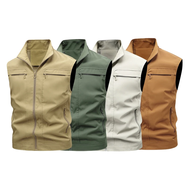 

Men Breathable Outdoor Sleeveless Vest Outdoor Casual Vest For Men Large Pocket Fashion Coat High Quality Waistcoat