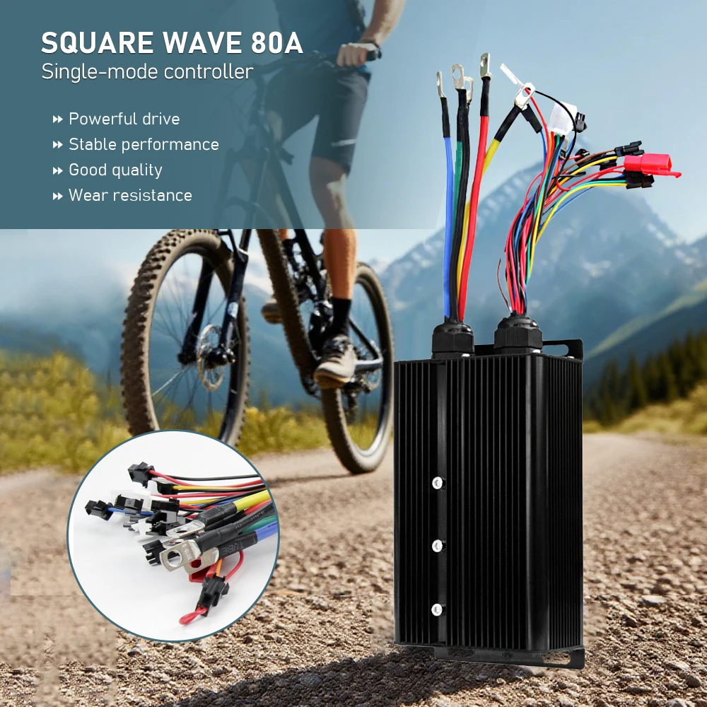 

72V 80A Square Wave Controller Compatible with 72V 5000W Motor for Mountain Bike Scooter Lithium Battery Modification Accessorie