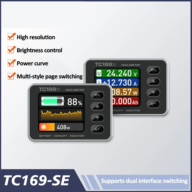 TC169-SE Miernik pojemności akumulatora Coulomb 6-60V 30A/50A Tester pojemności akumulatora litowego do rowerów elektrycznych/samochodów balansowych/maszyn czyszczących
