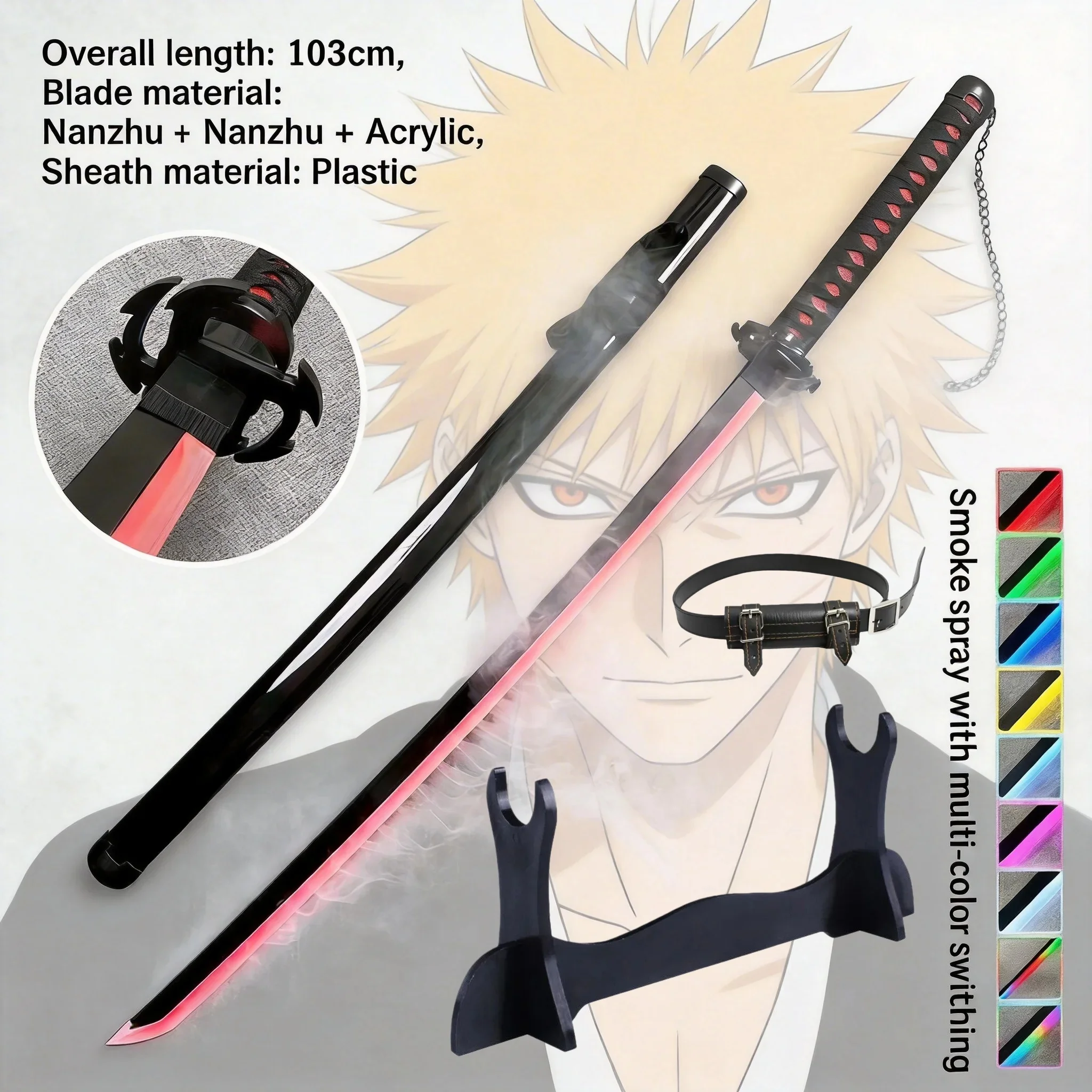 40 inch Vapor Rukia Katana Led Lightsabre Anime Glow Bleach Cosplay Ninja Mes Echte Japanse Katana Originele Samurai Zwaard Gift