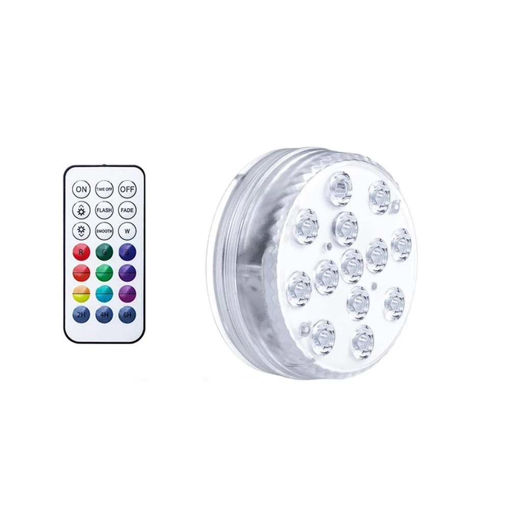 Luz LED RGB sumergible con imán y ventosa para piscina, luz nocturna para estanque subacuática, 13 Led