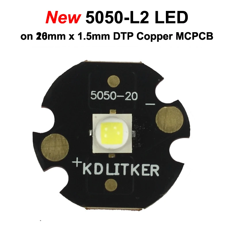 New 5050-L2 10W 1052 Lumens 6500K 5000K 4000K 3000K SMD 5050 LED Emitter on KDLITKER DTP Copper MCPCB Flashlight DIY