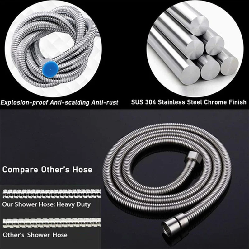 1.5m/2m/3m Stainless Steel Handheld Shower Hose Bathroom Shower Water Flexible Hose Extension Plumbing Pipe Bathroom Accessories