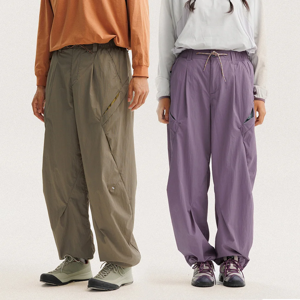 กางเกงขายาวลำลองแบบสปอร์ตสำหรับผู้ชายและผู้หญิง น้ำหนักเบา กันน้ำ แห้งเร็ว เหมาะสำหรับกิจกรรมกลางแจ้ง เดินป่า สไตล์เทคแวร์ ทรงหลวม