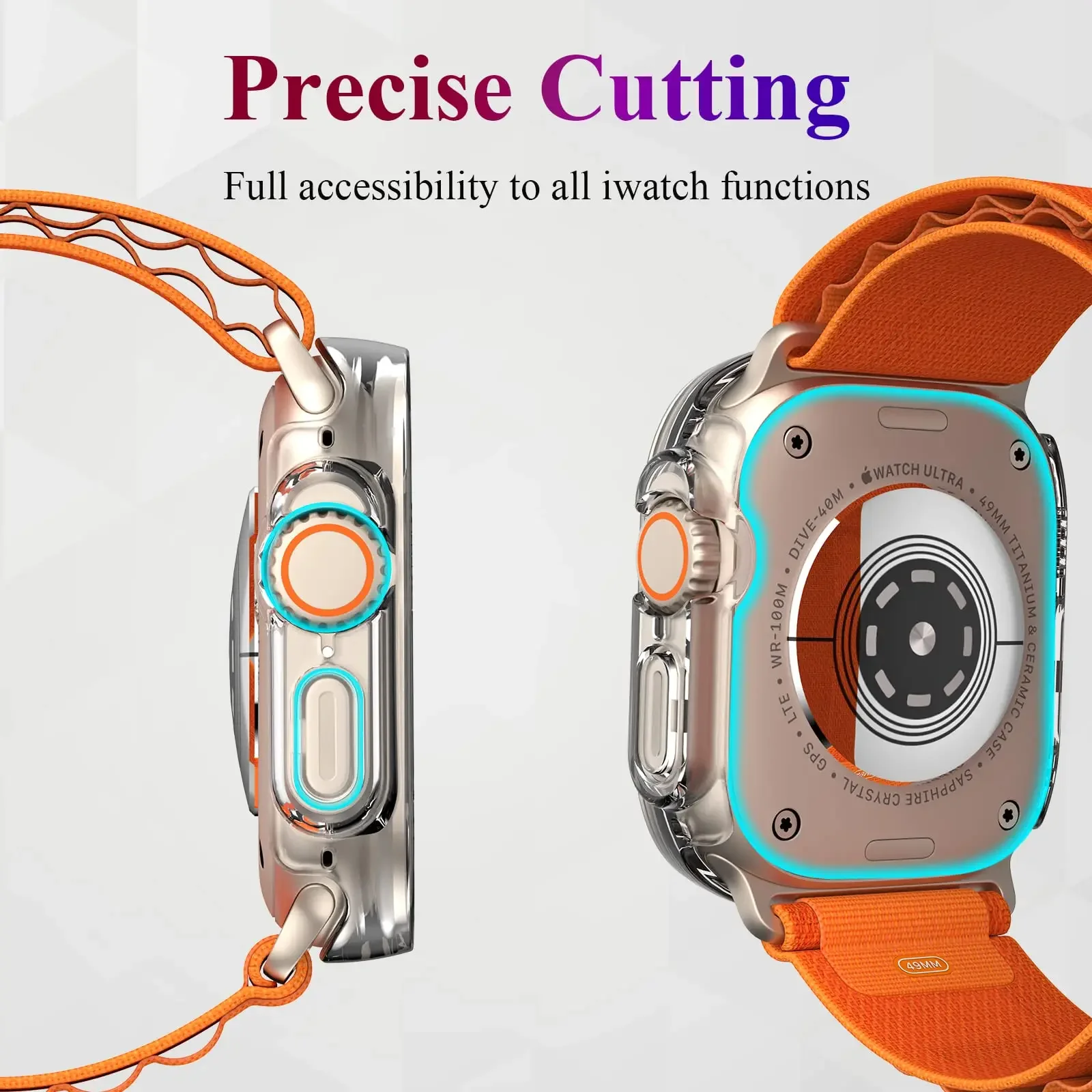 Tempered Glass+case For Apple Watch Ultra 2 band 49mm smartwatch PC case Bumper+Screen Protector Cover iwatch series Accessories